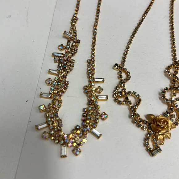 Lot Gold Crystal Vintage Rhinestone Necklaces - Picture 6 of 7